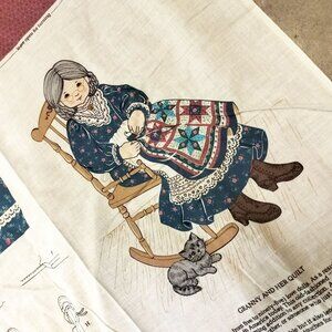 Vintage GRANNY AND HER QUILT Doll DIY Fabric Panel Cut & Sew Doll Cranston VIP
